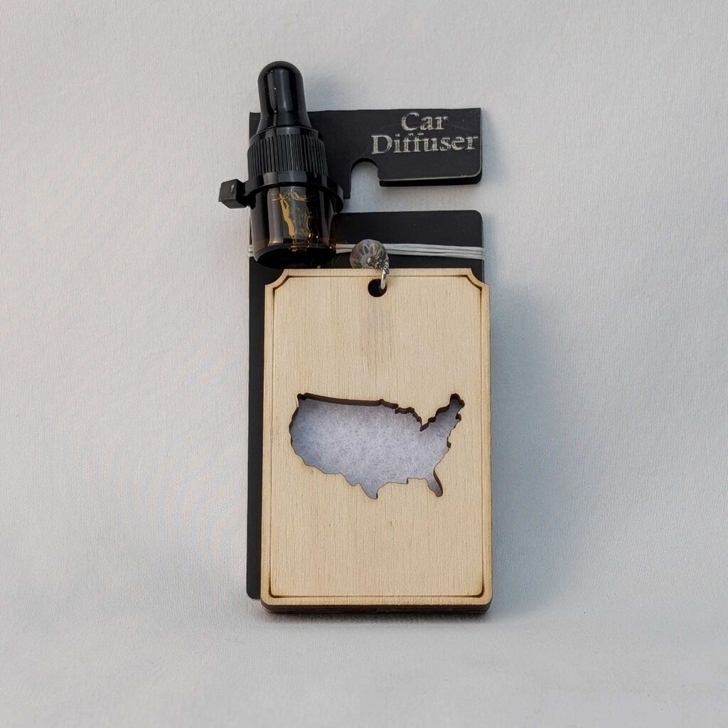 USA Map Car Diffuser Natural wood