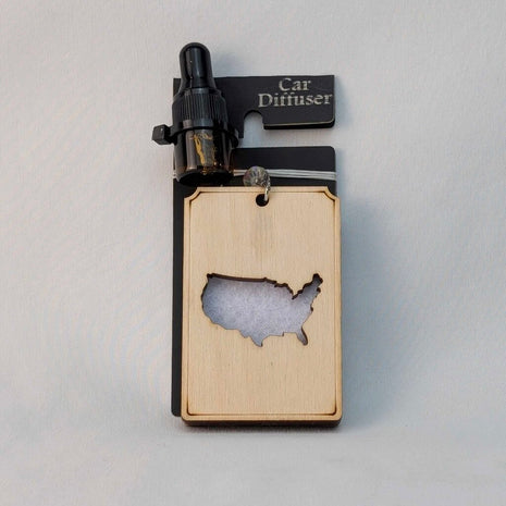 USA Map Car Diffuser Natural wood