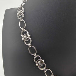 Stainless Steel Helm Moon White Crystal Necklace Choker 16-18 inches - view 4