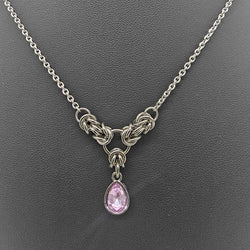 Light Purple Crystal Stainless Steel Byzantine "June" Necklace 16-18 inches long - view 3