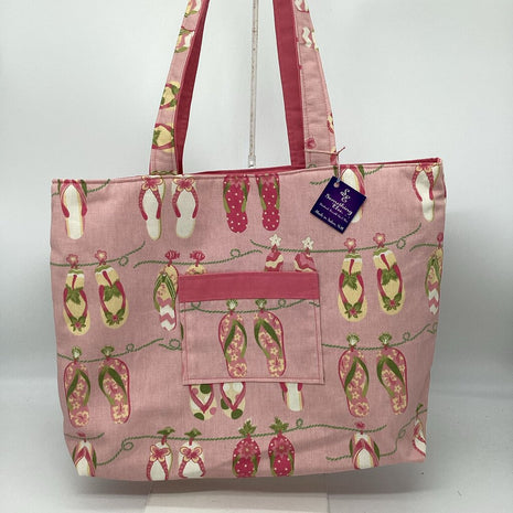 Pink flip flop w/ pink reversible tote bag
