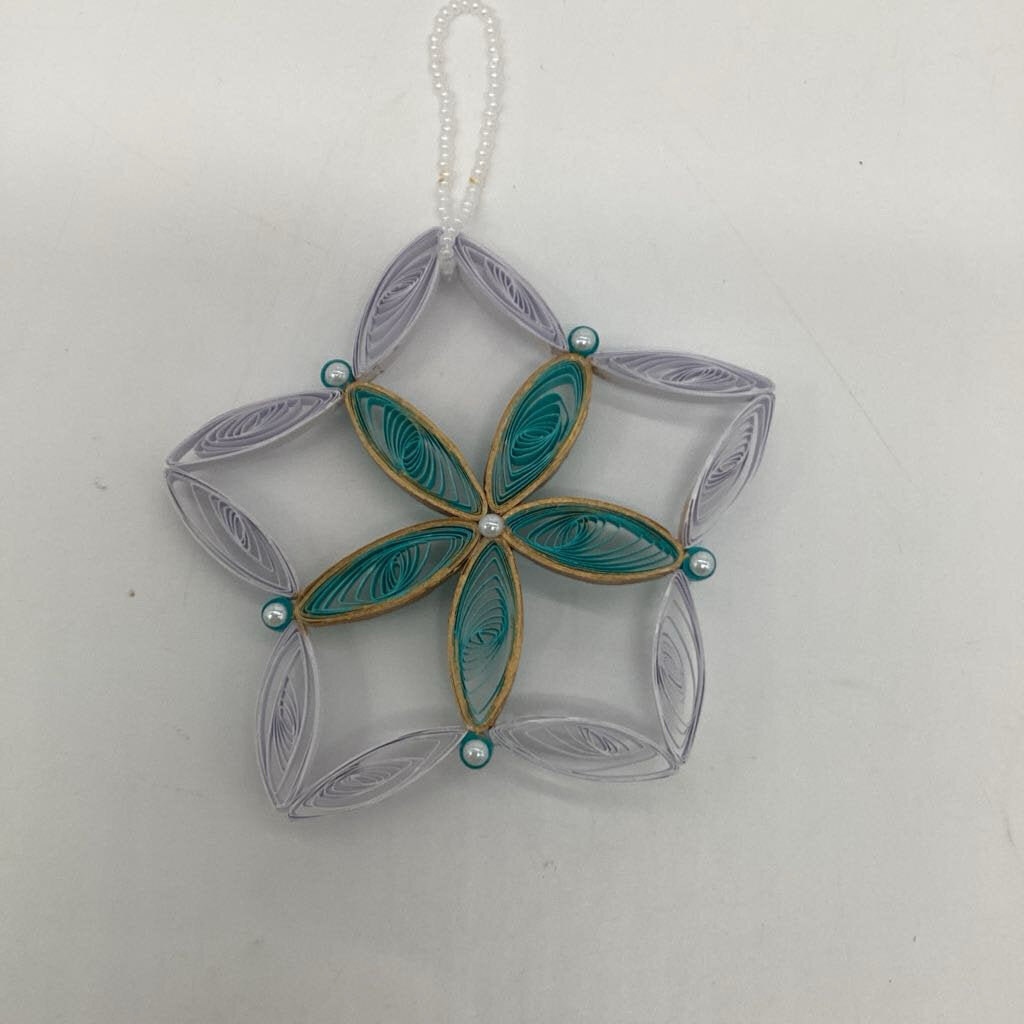 Snowflake white, light blue and gold