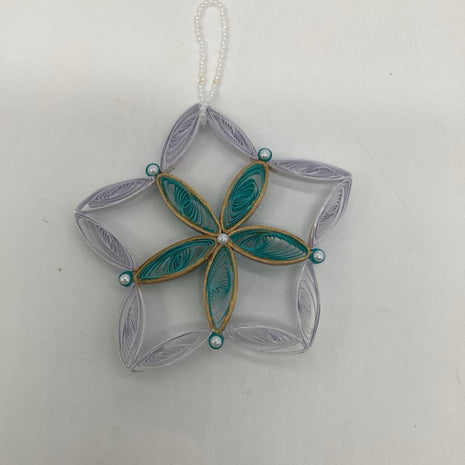 Snowflake white, light blue and gold