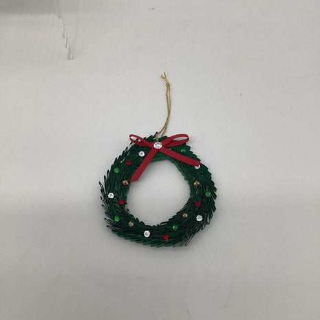 Christmas ornament Wreath green with Preciosa Crystals (multi colors, not rhinestones)