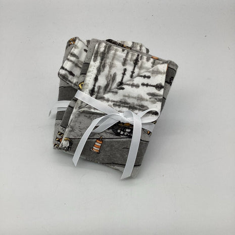 Burp cloth, gray construction w/ gray and whitr