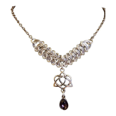 Dark PurpleCrystal Silver Vertebrae "February" Necklace 16-18 inches