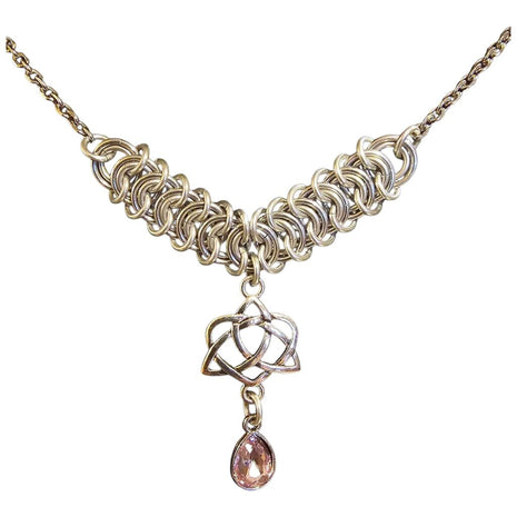 Light purple Crystal Silver Vertebrae "June" Necklace 16-18 inches