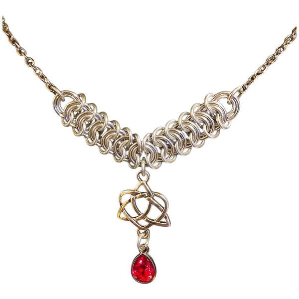 Siam Red Crystal Silver Vertebrae 
