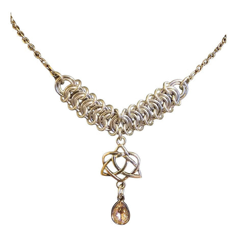 Pink Crystal Silver Vertebrae "October" Necklace 16-18 inches
