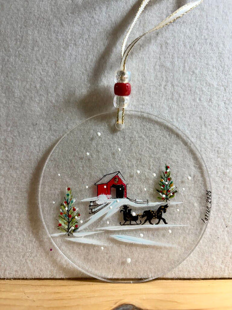 Barn horse acrylic disc