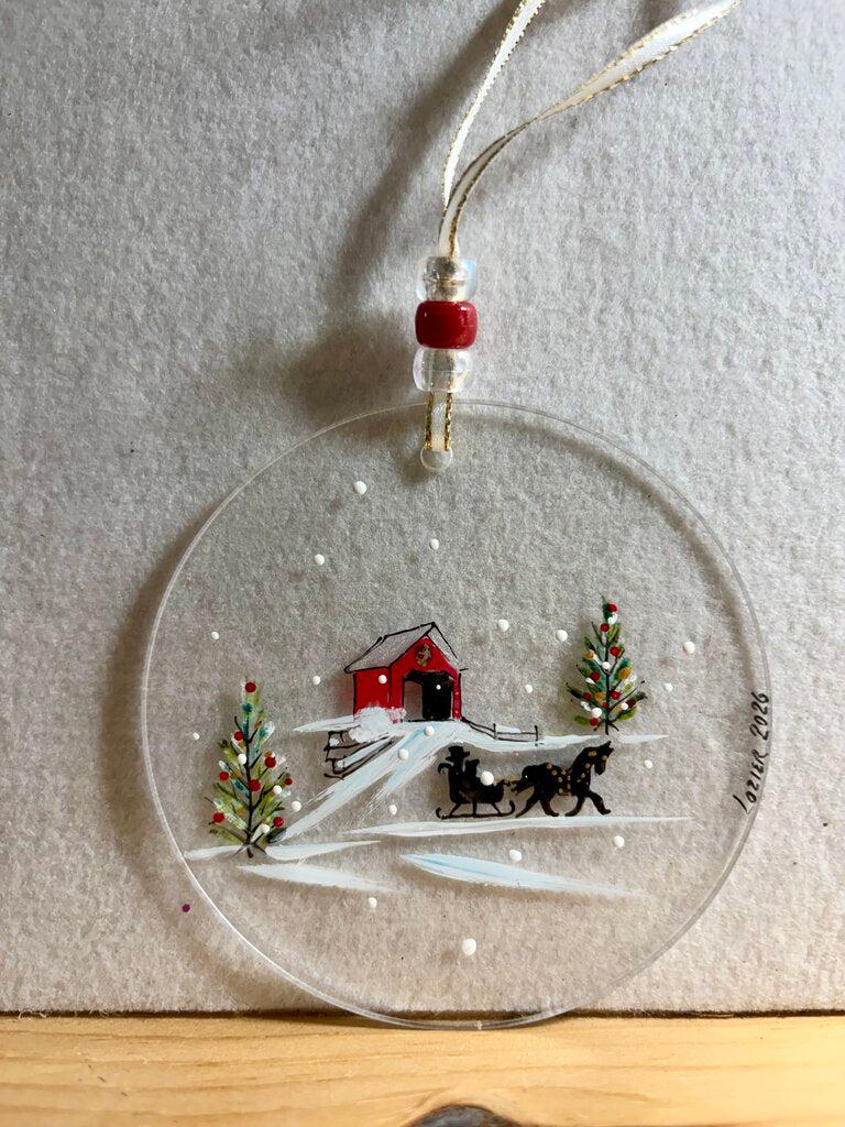 Barn horse acrylic disc