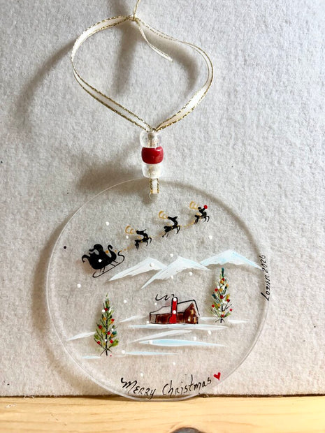 Santa sleigh acrylic disc