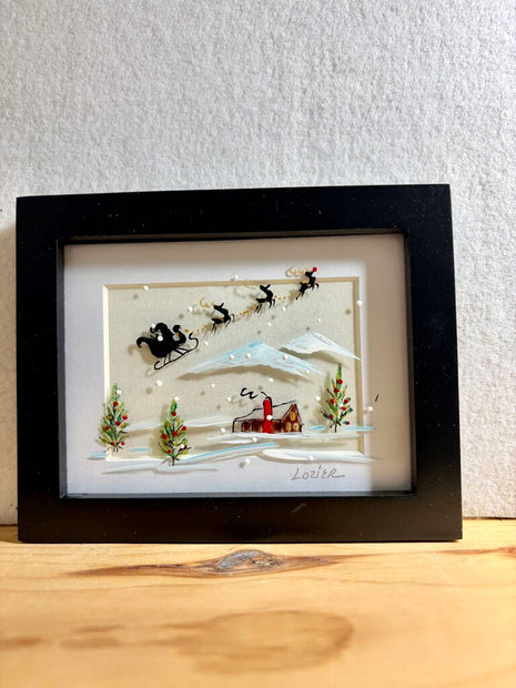 Santa sleigh mini frame