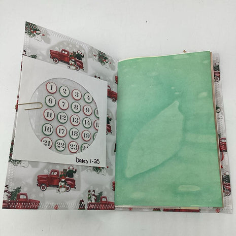 Green striped Christmas handmade December Daily journal