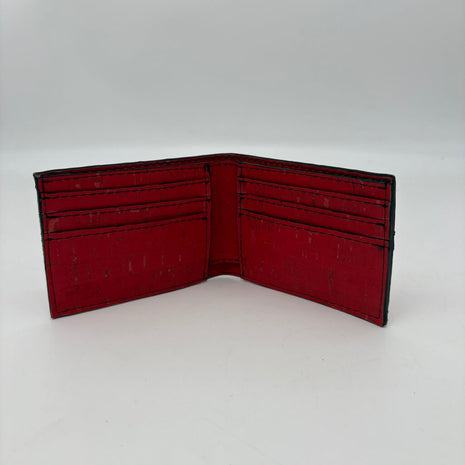 Classic Cork Bifold Wallet- Red