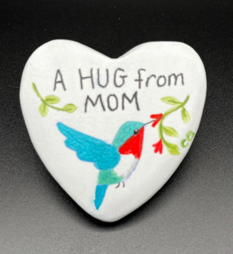 Heart rock w/hummer-"hug from mom"