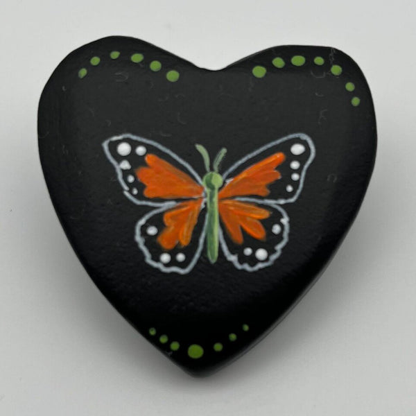 Heart rock,blk w/monarch