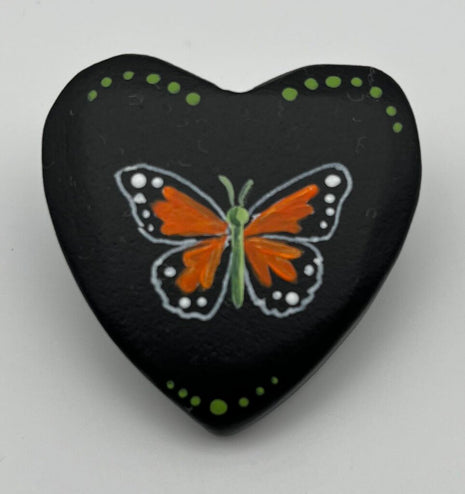 Heart rock,blk w/monarch