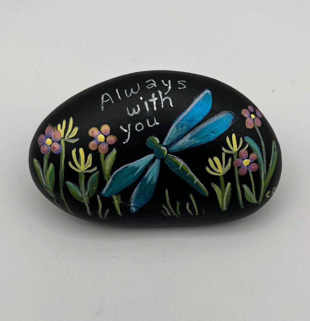 Rock lg. blk. w/dragonfly "always w you"