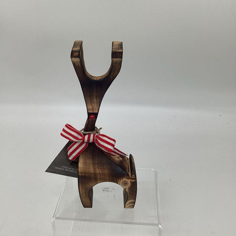 Wooden Reindeer w/ red & white bow & red nose