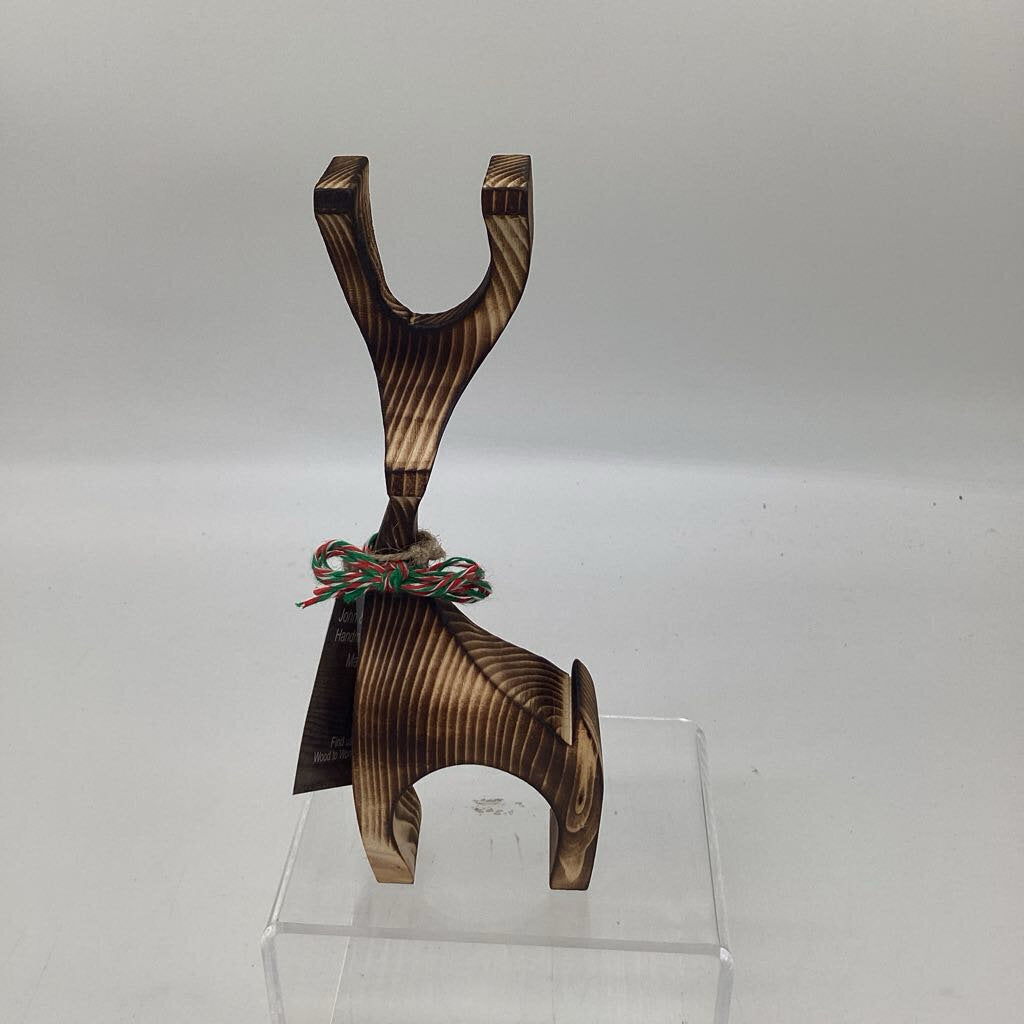 Wooden Reindeer w/green, red & white bow