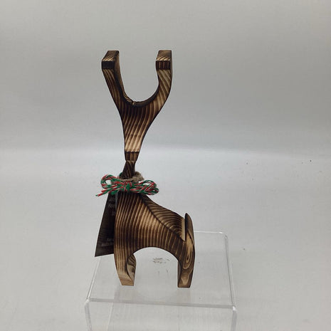 Wooden Reindeer w/green, red & white bow