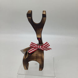 Wooden Reindeer w/green, red & white bow - view 2