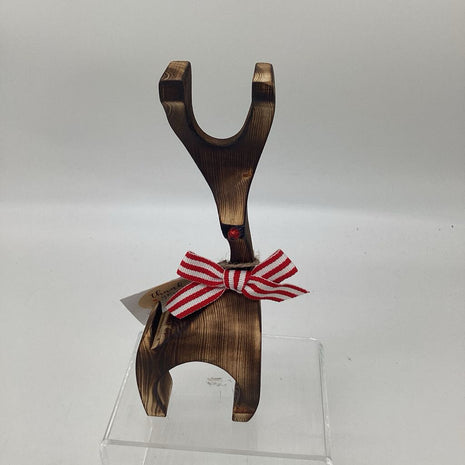 Wooden Reindeer w/green, red & white bow