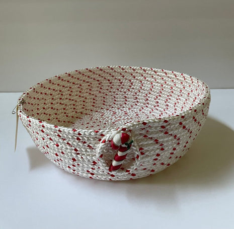Christmas Candy Cane Rope Basket