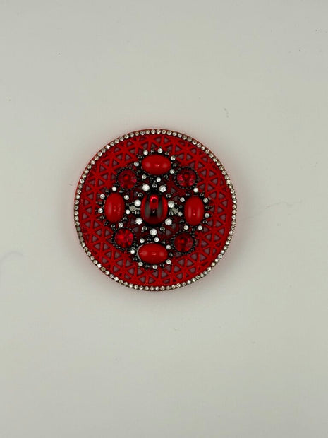 3X3 RED MAGNET w/ red, rhinestone & black trim color