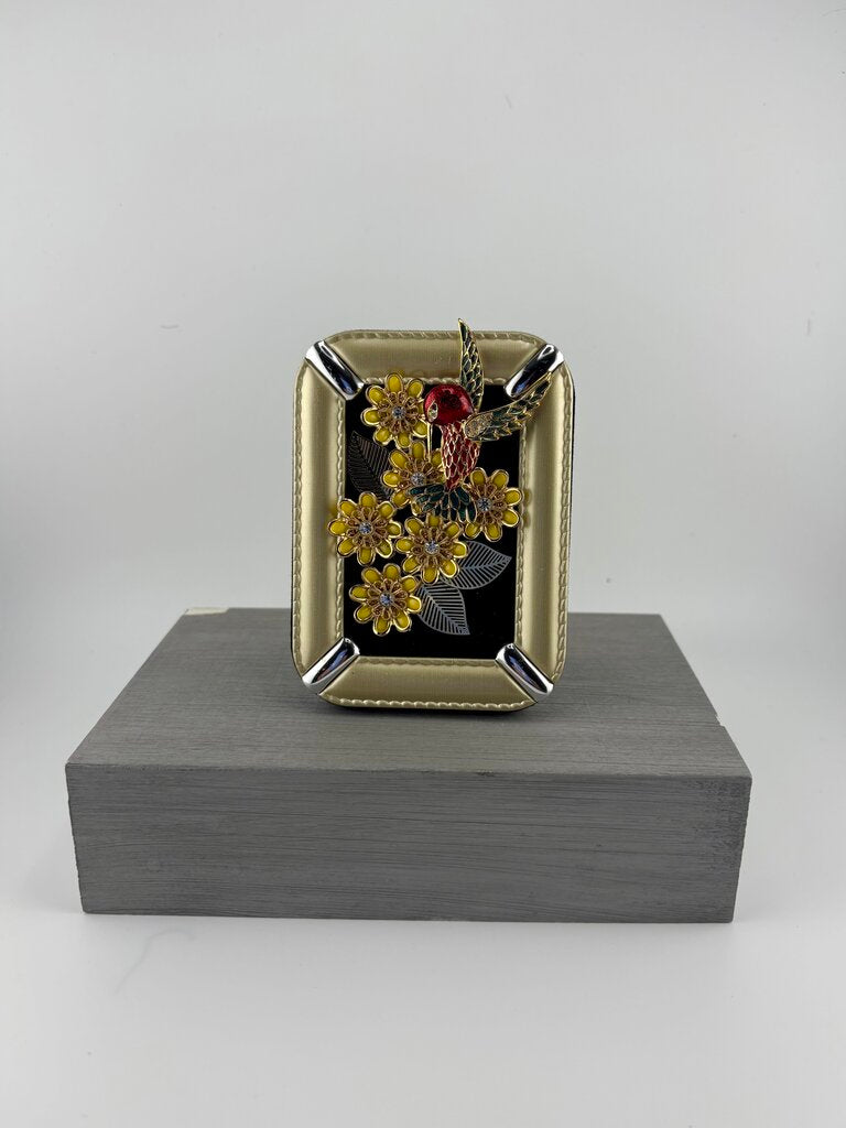 2 in frame w/ VTG YELLOW FLOWERS and HUMMINGBIRD