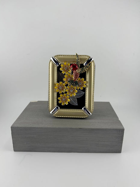 2 in frame w/ VTG YELLOW FLOWERS and HUMMINGBIRD