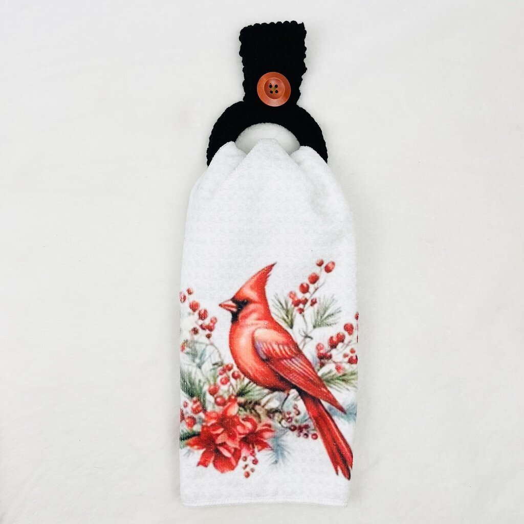 Hanging Towel Set - Cardinal with Berries & Pine