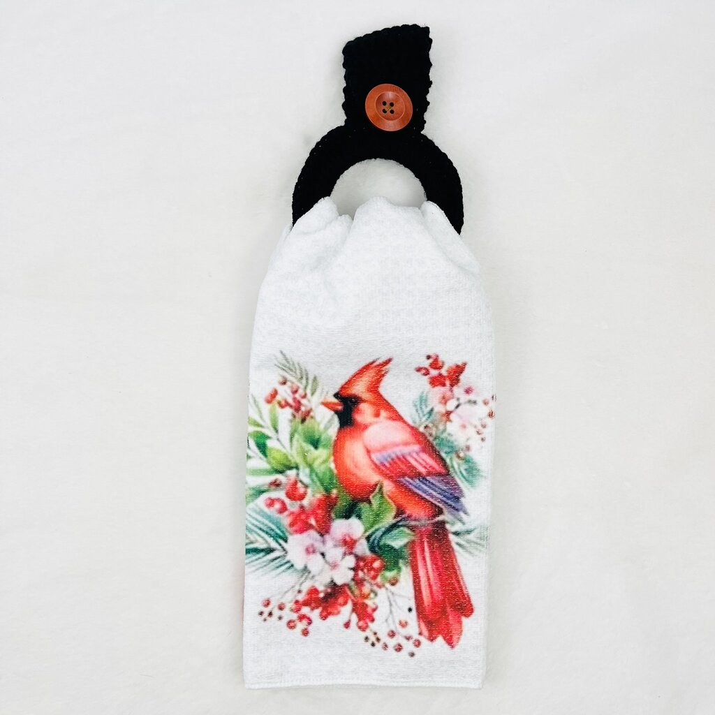 Hanging Towel Set - Cardinal with Greenery