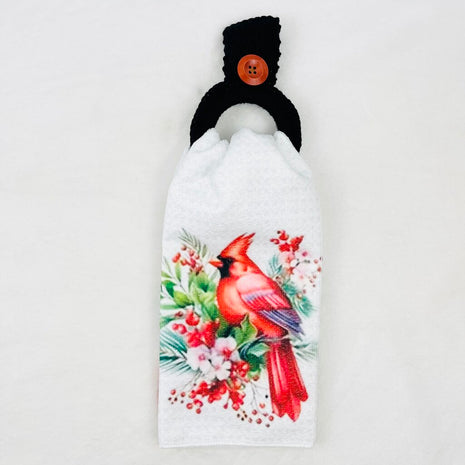 Hanging Towel Set - Cardinal with Greenery