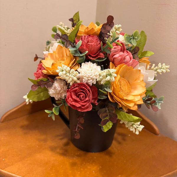 Happy Fall Y'all Mug filled with Sola Wood Flowers
