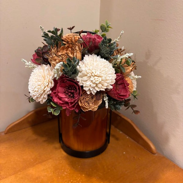 Lantern filled with Sola Wood Flowers