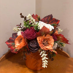 Pumpkin Mug filled with Sola Wood Flowers - view 3