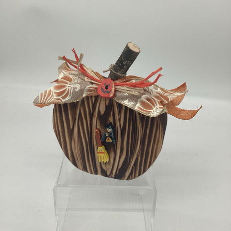 Handmade Wooden Pumpkin/witch & broom