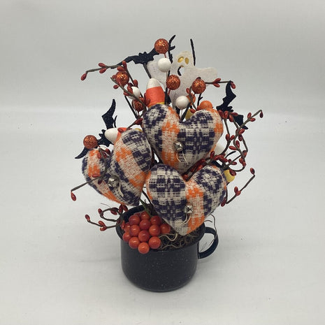 Halloween 3 Heart Black Enamel Cup
