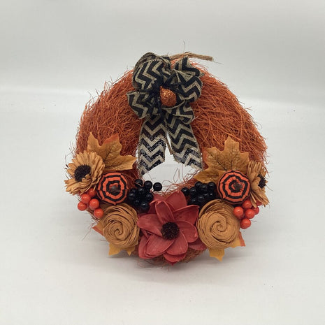 Halloween Wreath Wood Flowers