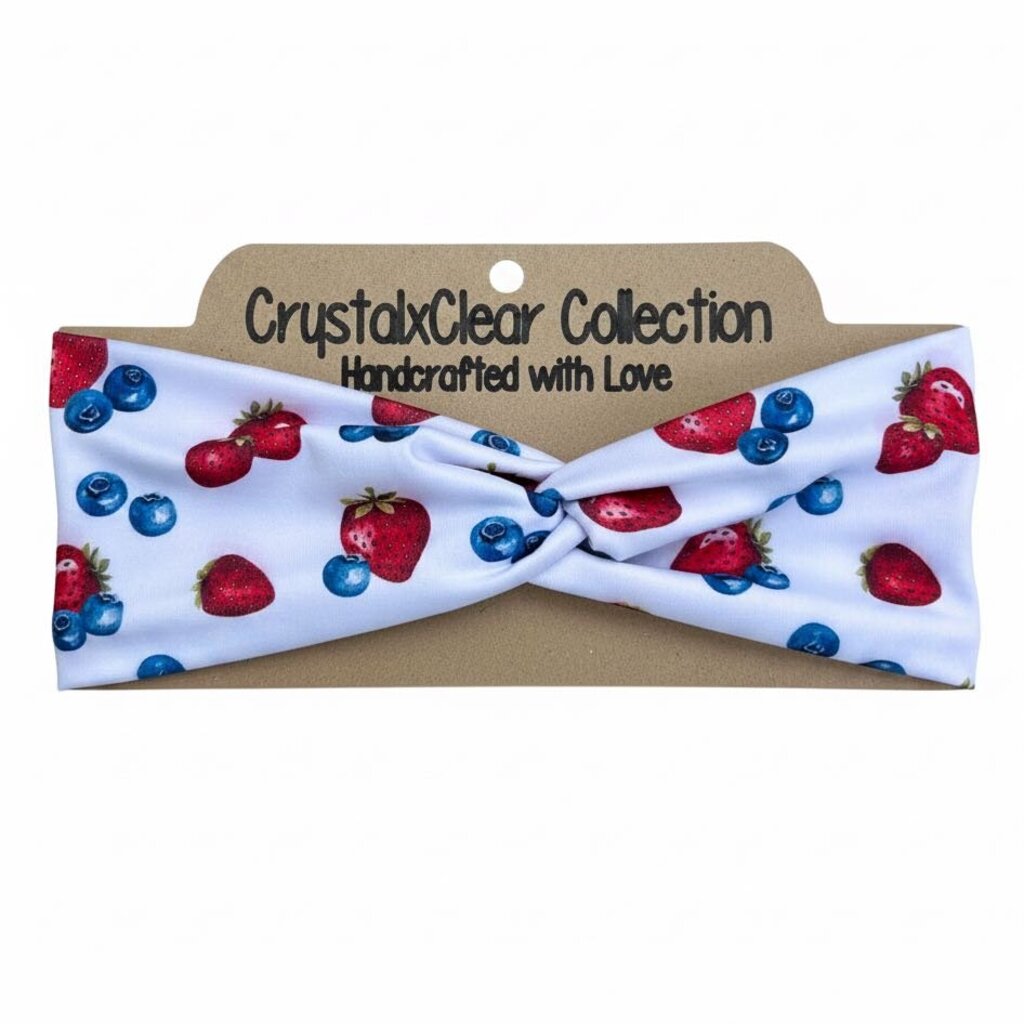 Strawberry Blueberry Soft Stretch Twist Knot Headband | CrystalxClear Collection
