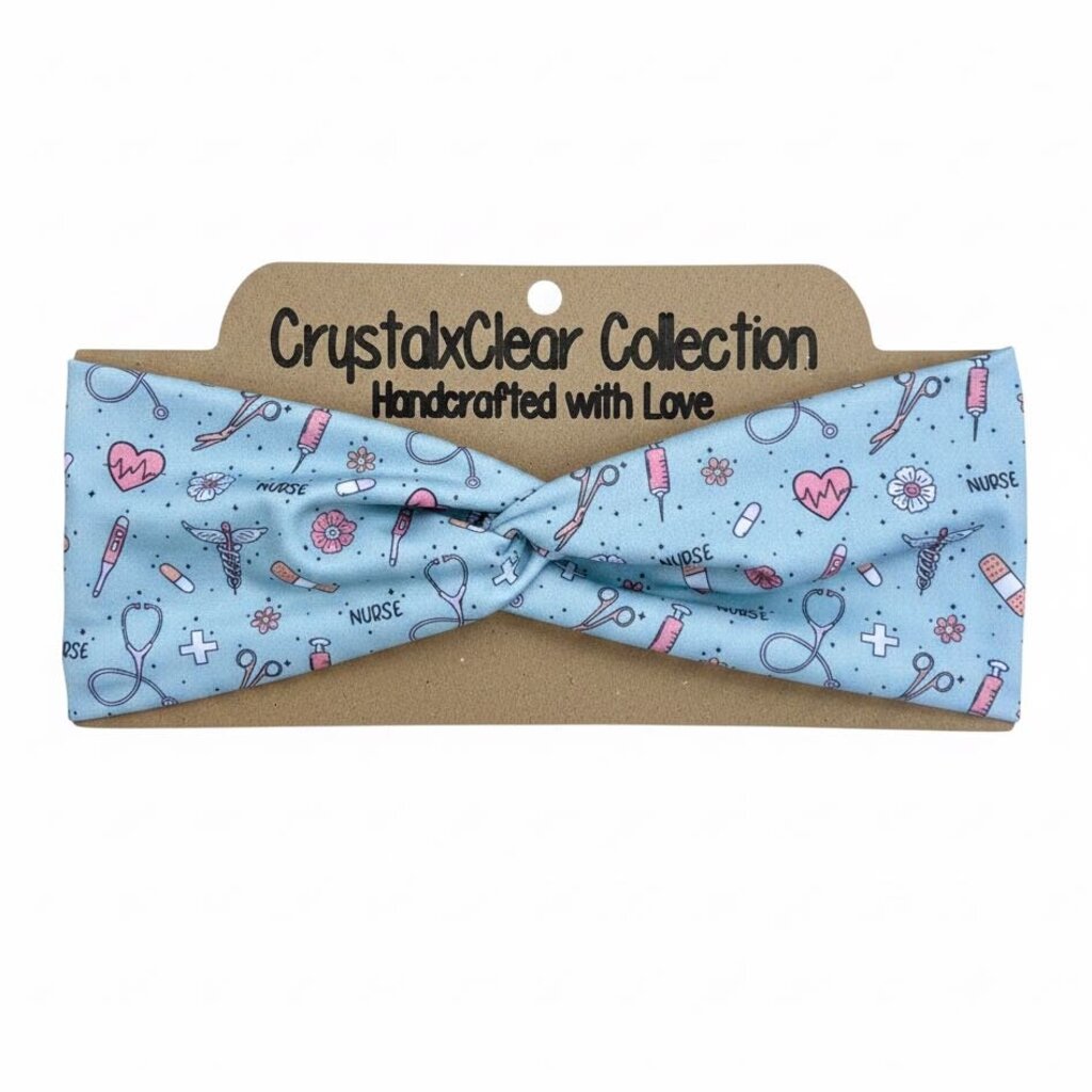 Blue Nurse Soft Stretch Twist Knot Headband | CrystalxClear Collection