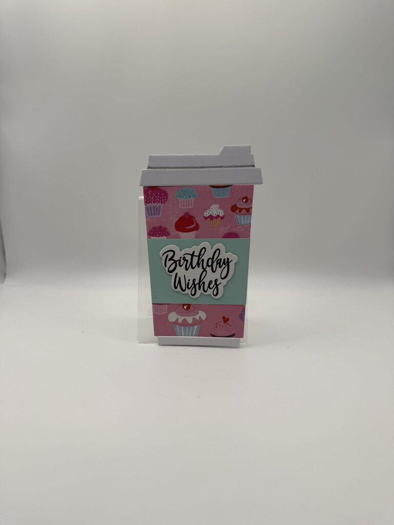 Coffee Cup Gift Card Holder - Birthday Wishes (Cupcakes)