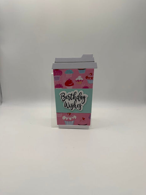 Coffee Cup Gift Card Holder - Birthday Wishes (Cupcakes)