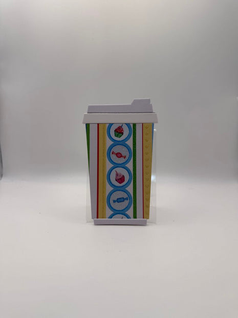 Coffee Cup Gift Card Holder - Glittery Multi Color Vertical Stripes