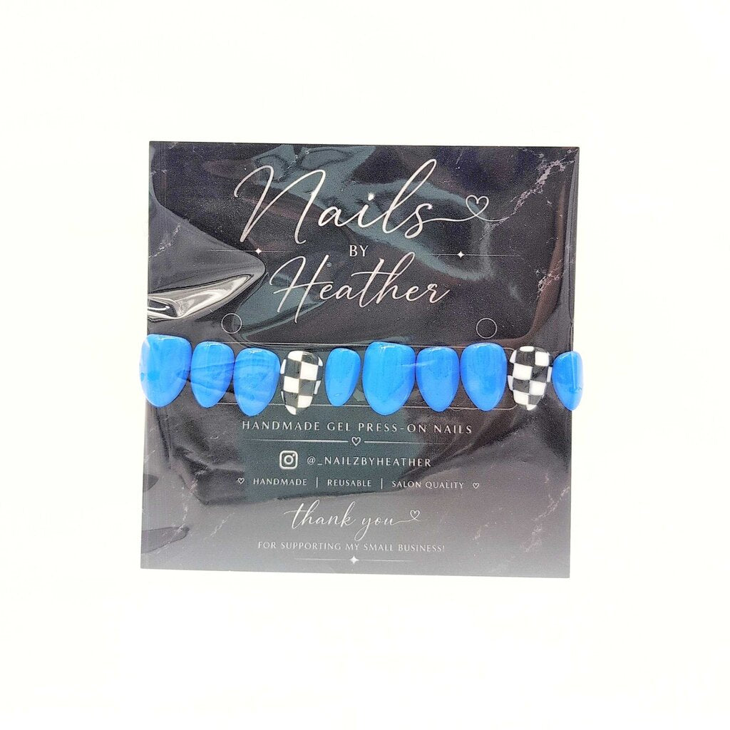 Blue & Checkered Set - Extra Short Almond