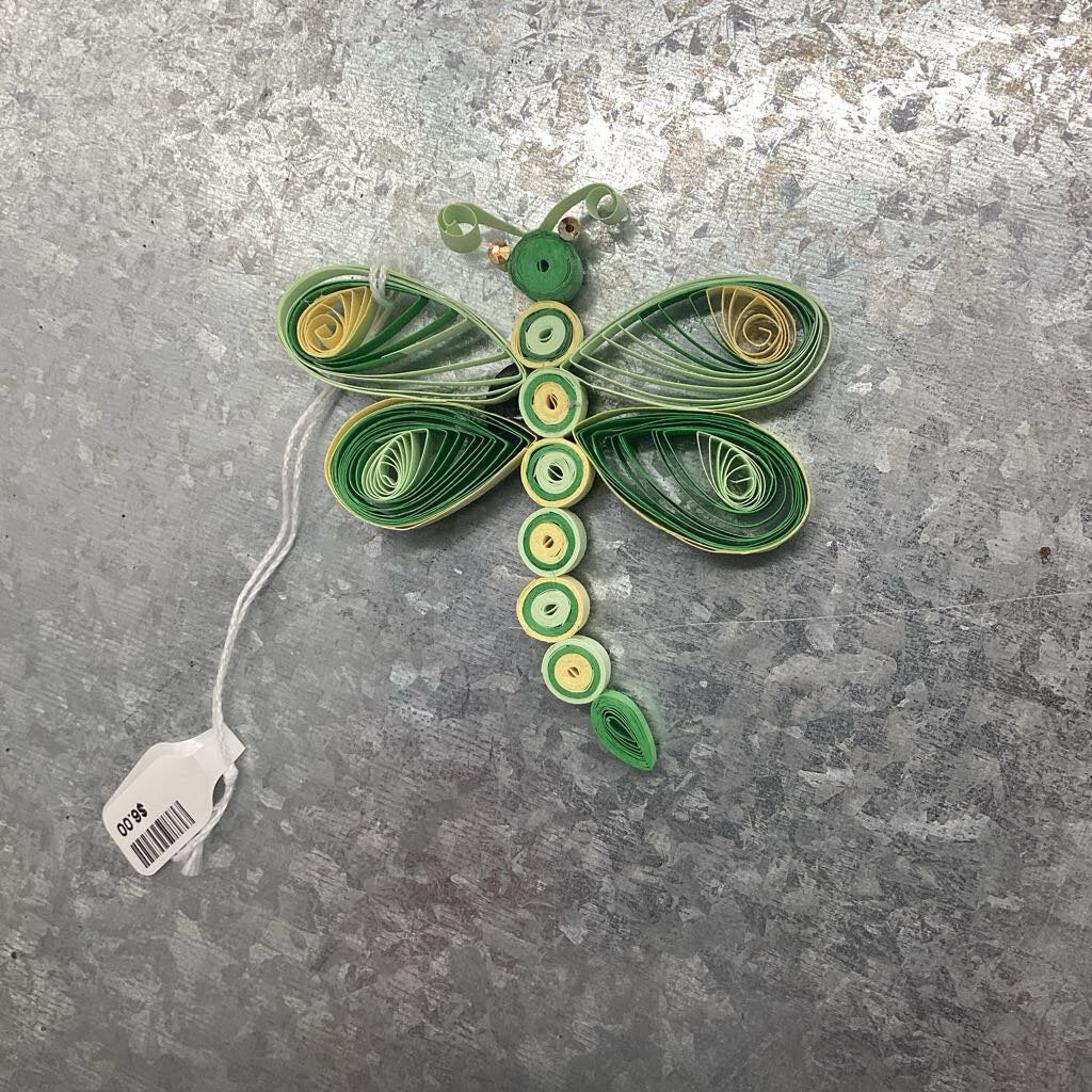 Dragonfly greenfly green and yellow w/preciosa crystal eyes