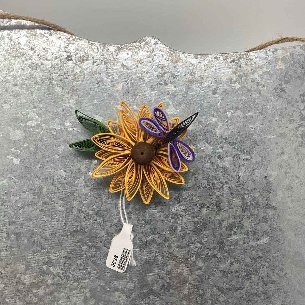 Sunflower with purple dragonfly 3D