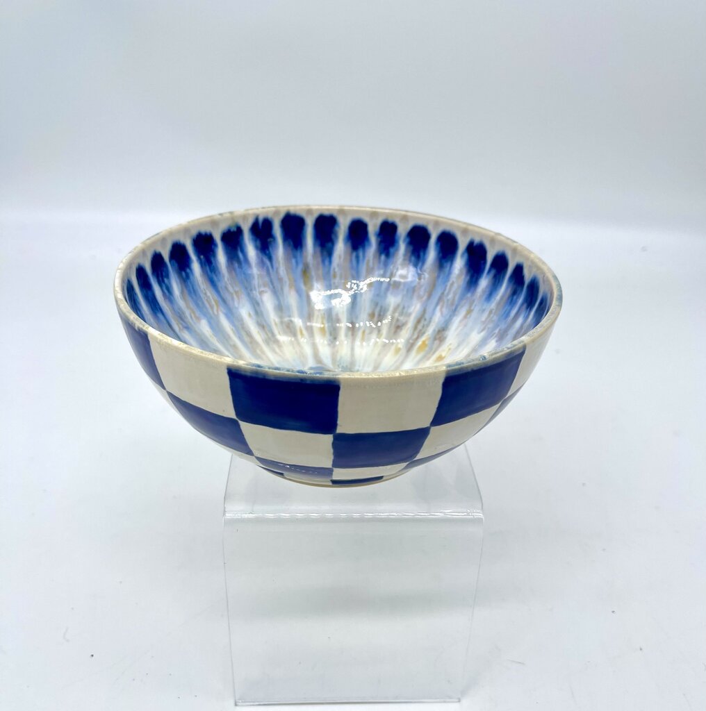 Serving Bowl-Cobalt Peacock/Gingham
